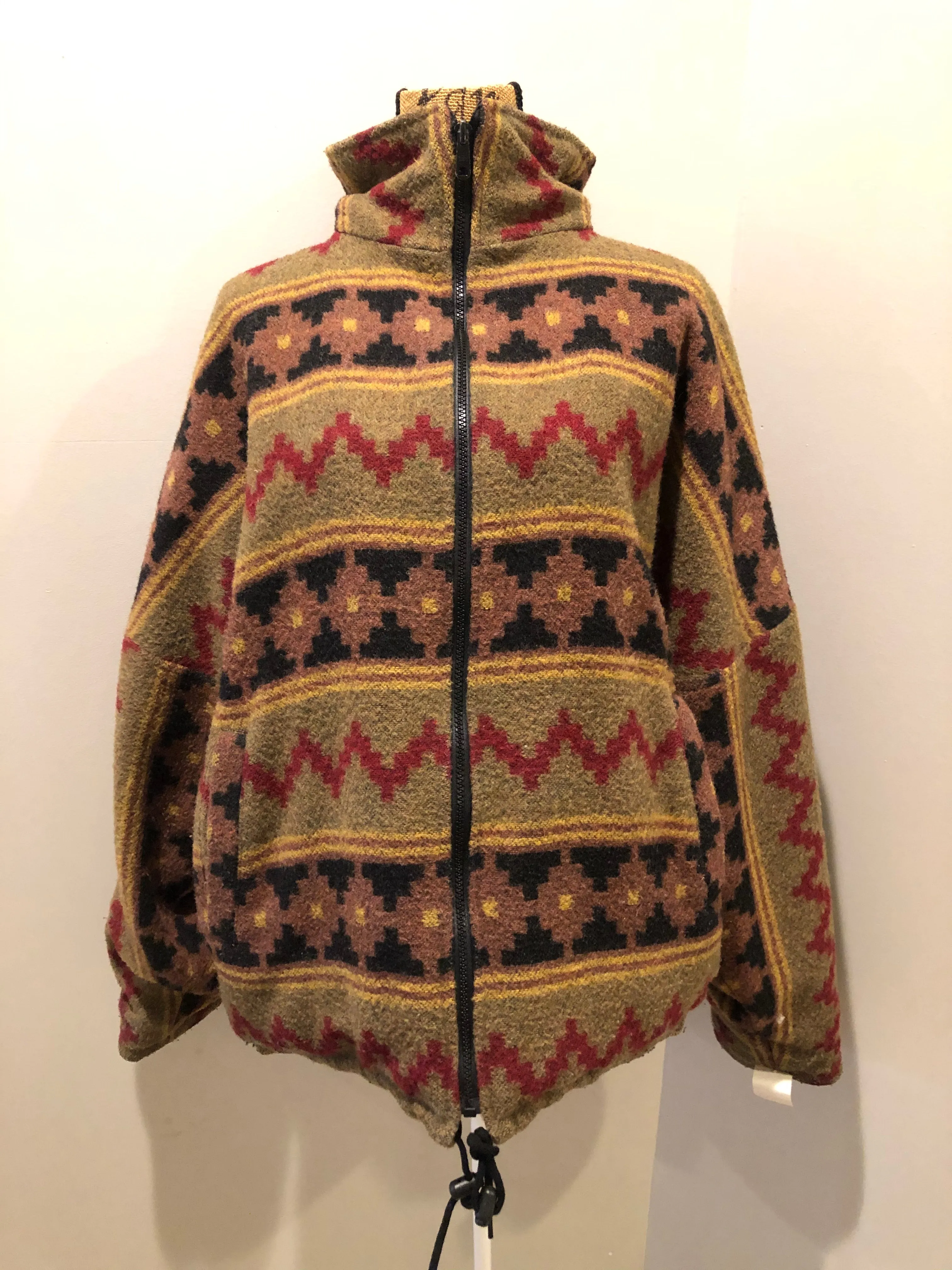 Vintage Reversible Black Denim and Colourful Wool Jacket, SOLD
