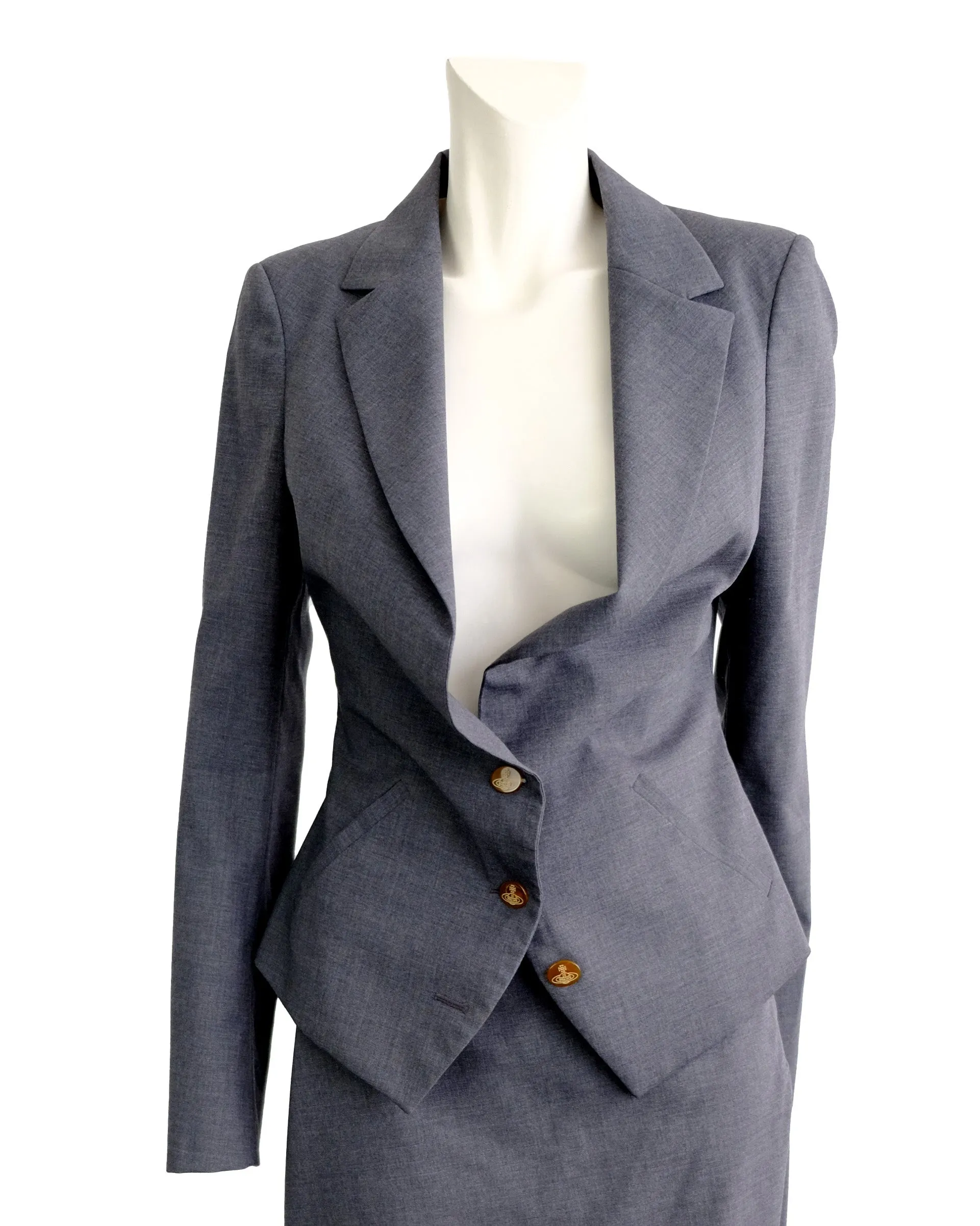 Vivienne Westwood Tailored Skirt Suit in Grey Wool, UK12