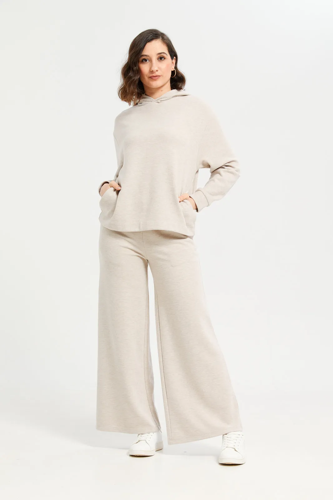 Women Beige Knitted Pants