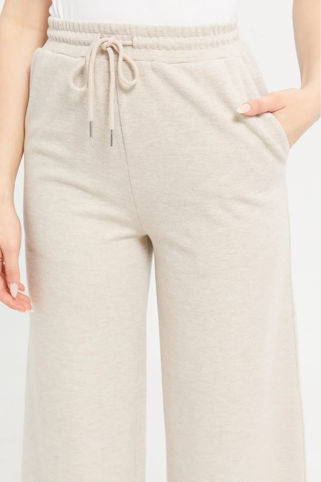 Women Beige Knitted Pants