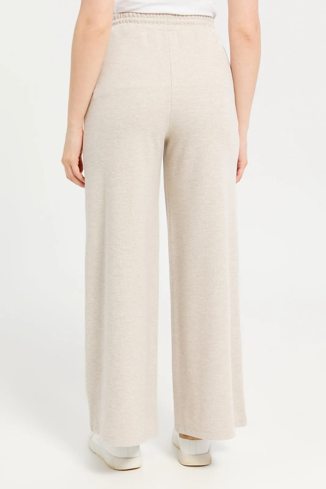 Women Beige Knitted Pants