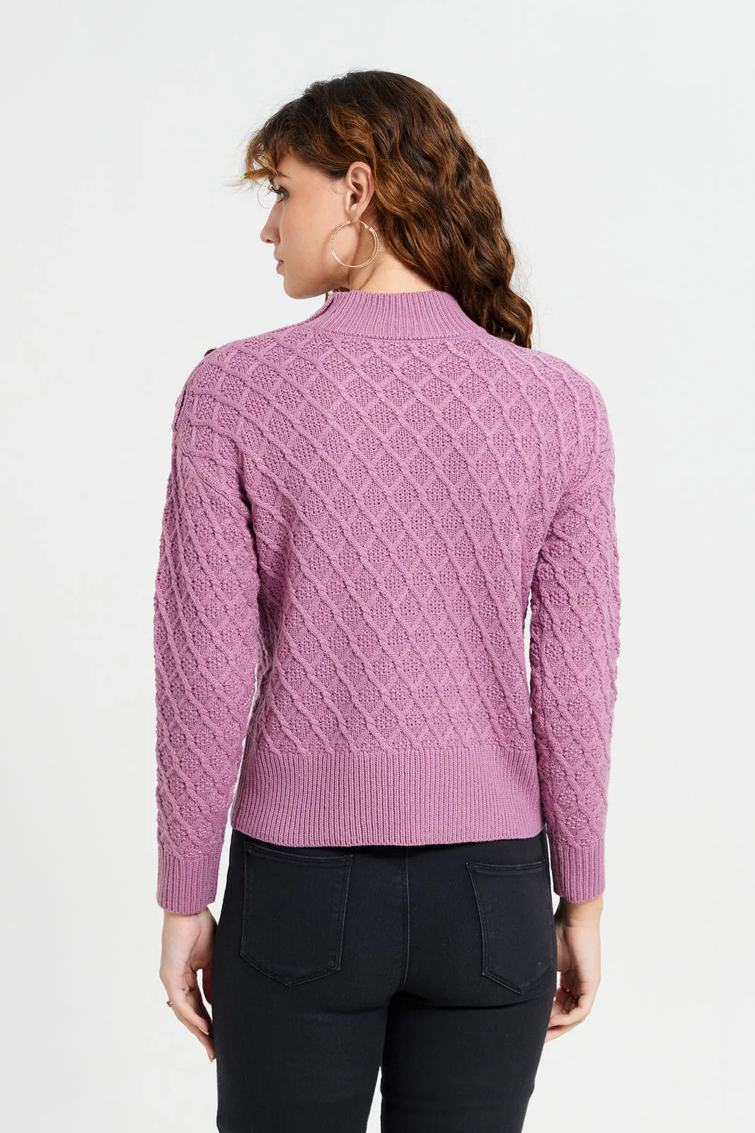 Women Mauve Knitted Pullover