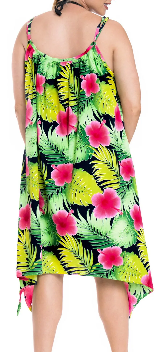 WomenBeachwear Bikini Beach Cover up Tunic Swimsuit Swimwear Blouse Dress Pink