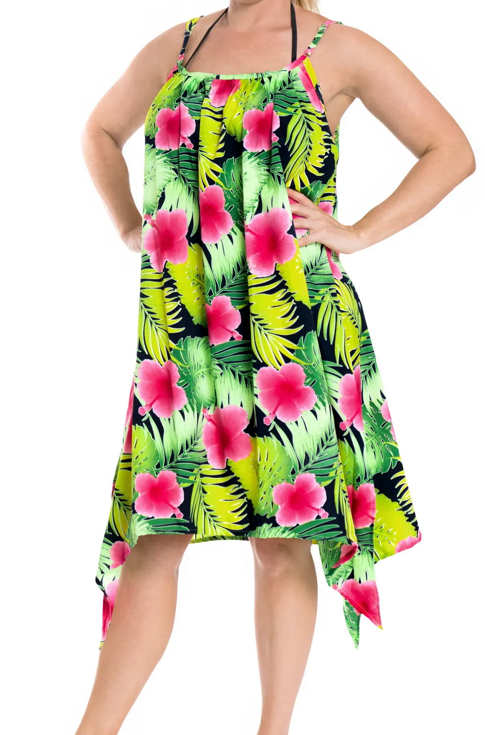 WomenBeachwear Bikini Beach Cover up Tunic Swimsuit Swimwear Blouse Dress Pink