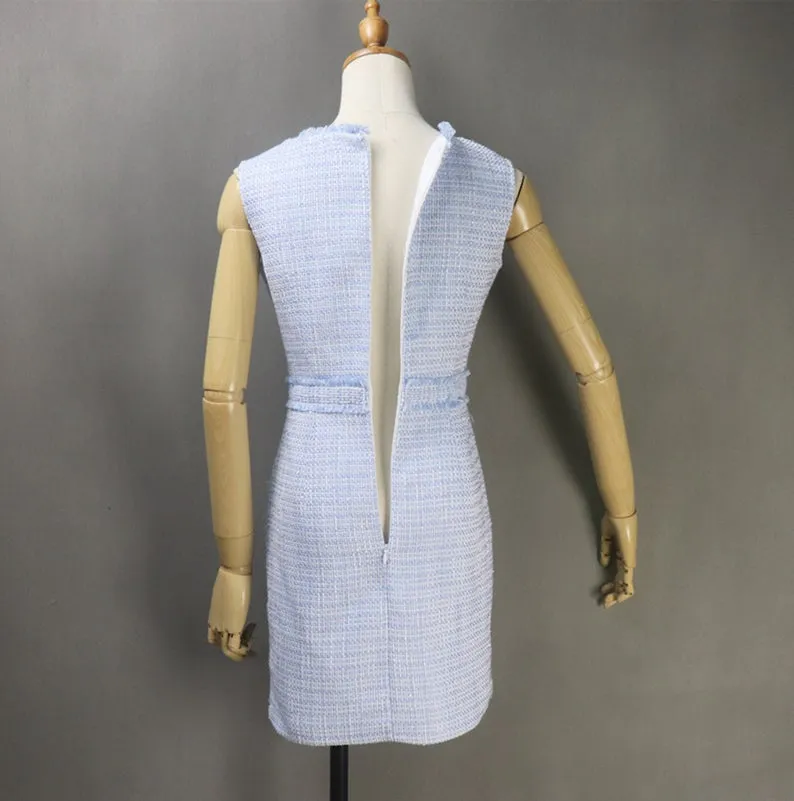 Women's CUSTOM MADE Tweed Blue Jacket Coat Blazer  Dress/ Skirt/ Trousers
