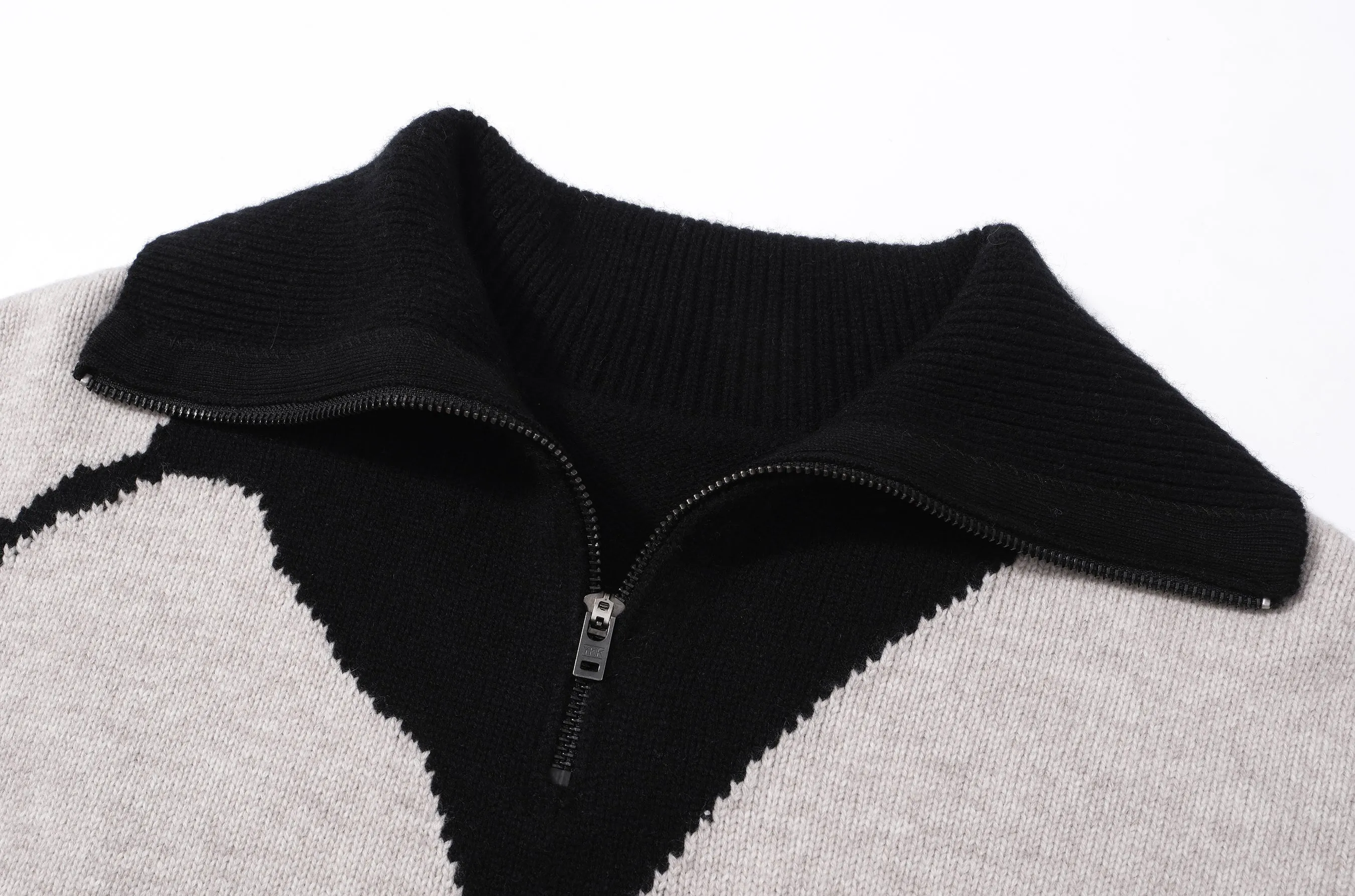 Wool Floral Half-Zip Sweater